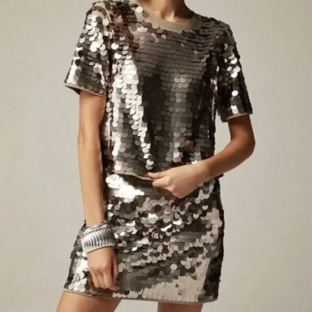 New with tags J Crew Collection Pailette Mini Skirt- Bronze - Picture 8 of 11